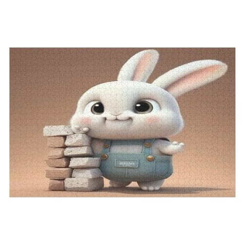Cute Kaninchen Puzzles 1000 Teile Erwachsener Kniffel Spaß Für Die Ganze Familie - 1000 Puzzleteilige Motive, Holzpuzzle Kinder Erwachsene, Impossible Puzzle Schwer （75×50cm） von GGJJTT