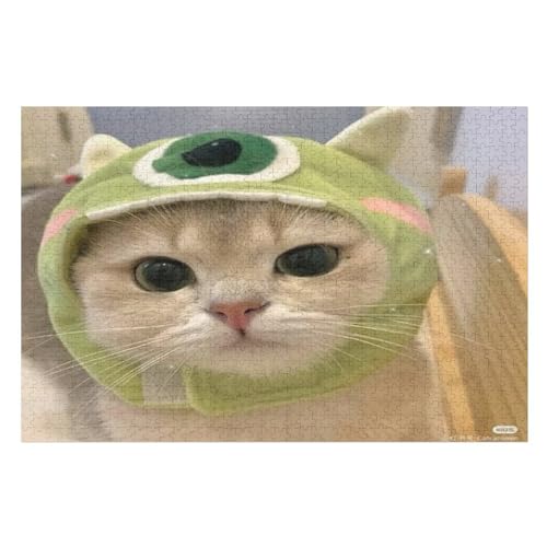 Cute Katze 1000 Teile Puzzles Für Erwachsene, Impossible Puzzle, Geschicklichkeitsspiel Für Die Ganze Familie, Kinder Holzpuzzle 75×50cm von GGJJTT