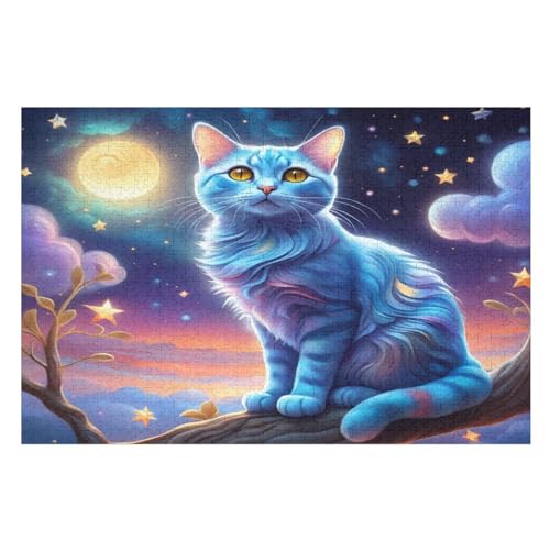 Cute Katze Holzpuzzle Erwachsene - 1000 Teiliges Jigsaw Knobelspiel - Puzzle Für Erwachsene & Kinder - Outdoor & Reisespielzeug - Geduldspiel （75×50cm） von GGJJTT