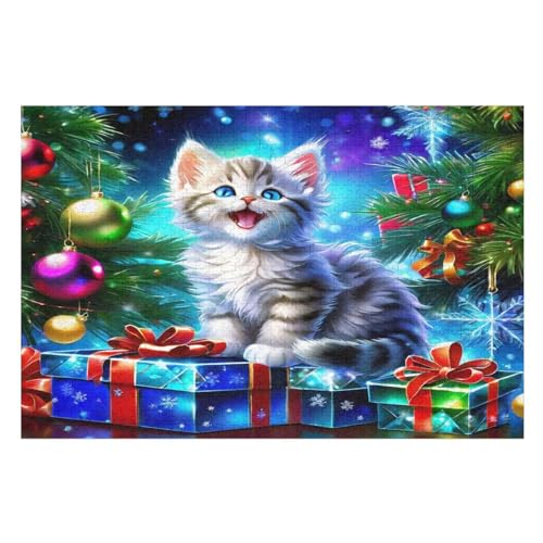 Cute Katze – Puzzle 1000 Teile, Holzpuzzle, Herausforderndes Geschicklichkeitsspiel Für Die Ganze Familie, Kinder Erwachsenenpuzzle Ab 12 Jahren （75×50cm） von GGJJTT