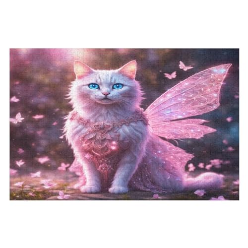 Cute Katze – Puzzle 1000 Teile, Holzpuzzle, Herausforderndes Geschicklichkeitsspiel Für Die Ganze Familie, Kinder Erwachsenenpuzzle Ab 12 Jahren （75×50cm） von GGJJTT
