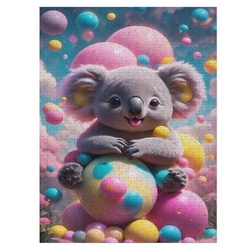 Cute Koala 500 Teile Puzzle Für Erwachsene, Herausforderung Puzzles - Familienpuzzle Verringerter Druck Schwieriges Puzzle Rahmen Holzpuzzle Für Erwachsene Kinder 12+ （55×41cm） von GGJJTT