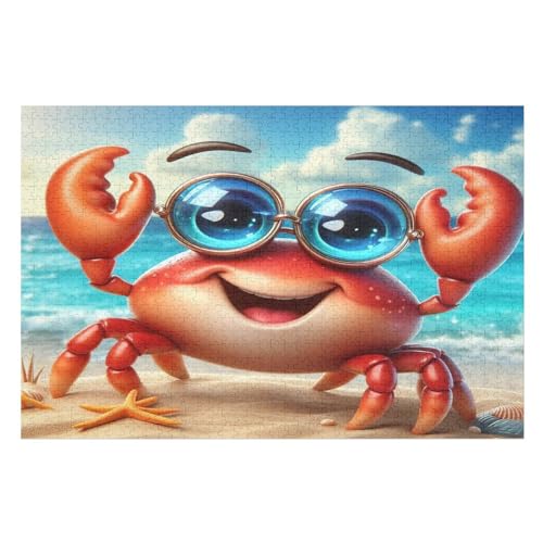Cute Krabbe Puzzle Für Erwachsene 1000 Teile Premium 100% Recyceltes Brett Zum Lernen, Lernspielzeug, Familienspiele Kinder Holzpuzzle （75×50cm） von GGJJTT