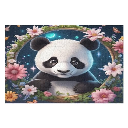 Cute Panda -Puzzle, 1000 Teile,Holzpuzzle Für Erwachsene Kinder, Lustiges Spielzeug, Denkspiel, Spielzeug, Bildungsspiel, Herausforderung, Pädagogisch, （75×50cm） von GGJJTT
