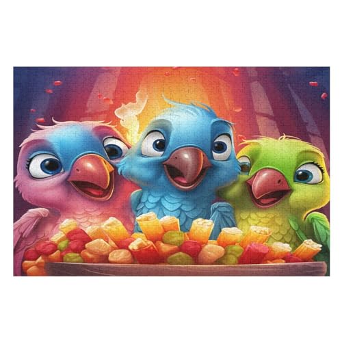 Cute Papagei 1000 Teile Premium-Puzzles Für Erwachsene Kinder- Holzpuzzles Spaß Und Lernspiele - Perfekte Puzzle-Geschenke （75×50cm） von GGJJTT