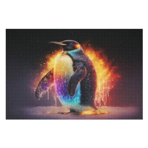 Cute Pinguin Puzzles 1000 Teile Erwachsener Kniffel Spaß Für Die Ganze Familie - 1000 Puzzleteilige Motive, Holzpuzzle Kinder Erwachsene, Impossible Puzzle Schwer （75×50cm） von GGJJTT