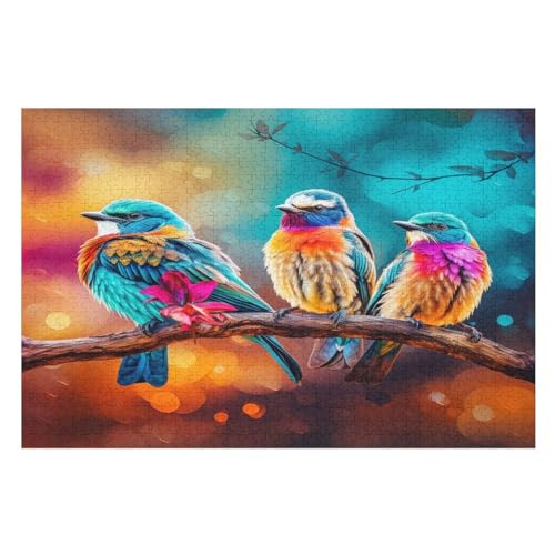 Cute Vogel 1000 Teile Premium-Puzzles Für Erwachsene Kinder- Holzpuzzles Spaß Und Lernspiele - Perfekte Puzzle-Geschenke （75×50cm） von GGJJTT