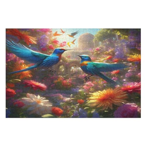 Cute Vogel -Puzzle, 1000 Teile,Holzpuzzle Für Erwachsene Kinder, Lustiges Spielzeug, Denkspiel, Spielzeug, Bildungsspiel, Herausforderung, Pädagogisch, （75×50cm） von GGJJTT