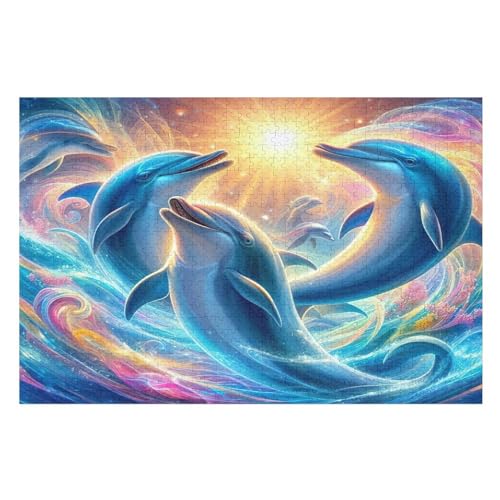 Delfin – Puzzle 1000 Teile, Holzpuzzle, Herausforderndes Geschicklichkeitsspiel Für Die Ganze Familie, Kinder Erwachsenenpuzzle Ab 12 Jahren （75×50cm） von GGJJTT