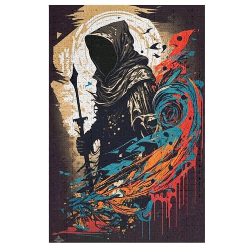 Den Sensenmann malen Puzzles 1000 Teile Erwachsener Kniffel Spaß Für Die Ganze Familie - 1000 Puzzleteilige Motive, Holzpuzzle Kinder Erwachsene, Impossible Puzzle Schwer （78×53cm） von GGJJTT