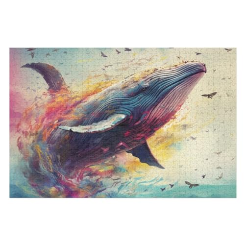Der Wal Holzpuzzle 1000 Teile, Knobelspiele Für Erwachsene, Teenager, Puzzles Unmögliche - Kinder Puzzle Zimmer Deko （75×50cm） von GGJJTT