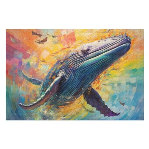 Der Wal -Puzzle, 1000 Teile,Holzpuzzle Für Erwachsene Kinder, Lustiges Spielzeug, Denkspiel, Spielzeug, Bildungsspiel, Herausforderung, Pädagogisch, （75×50cm） von GGJJTT