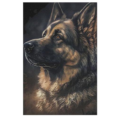 Deutscher Schäferhund Puzzle 1000 Teile, Holzpuzzle Für Erwachsene Kinder, Impossible Puzzles, Geschicklichkeitsspiel Für Die Ganze Familie （78×53cm） von GGJJTT