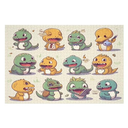 Dinosaurier Holzpuzzle Erwachsene - 1000 Teiliges Jigsaw Knobelspiel - Puzzle Für Erwachsene & Kinder - Outdoor & Reisespielzeug 75×50cm von GGJJTT