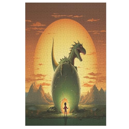Dinosaurier -Puzzle, 1000 Teile,Holzpuzzle Für Erwachsene Kinder, Lustiges Spielzeug, Denkspiel, Spielzeug, Bildungsspiel, Herausforderung, Pädagogisch, （78×53cm） von GGJJTT
