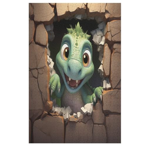 Dinosaurier Puzzle 1000 Teile, Holzpuzzle Herausforderndes Geschicklichkeitsspiel Für Kinder Erwachsenenpuzzle Ab 12 Jahren （78×53cm） von GGJJTT