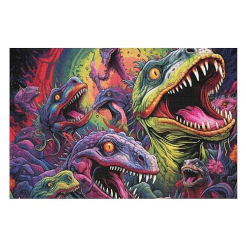 Dinosaurier Puzzles 1000 Teile Erwachsener Kniffel Spaß Für Die Ganze Familie - 1000 Puzzleteilige Motive, Holzpuzzle Kinder Erwachsene, Impossible Puzzle Schwer （75×50cm） von GGJJTT