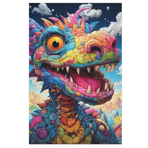 Drache Holzpuzzle Erwachsene - 1000 Teiliges Jigsaw Knobelspiel - Puzzle Für Erwachsene & Kinder - Outdoor & Reisespielzeug 78×53cm von GGJJTT