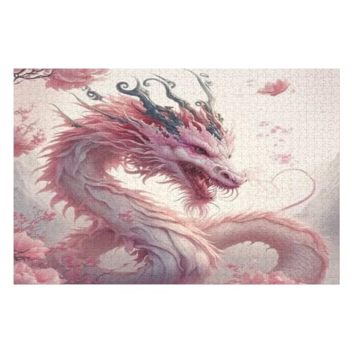 Drache -Puzzle, 1000 Teile,Holzpuzzle Für Erwachsene Kinder, Lustiges Spielzeug, Denkspiel, Spielzeug, Bildungsspiel, Herausforderung, Pädagogisch, （75×50cm） von GGJJTT