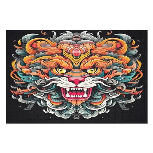 Drache -Puzzle, 1000 Teile,Holzpuzzle Für Erwachsene Kinder, Lustiges Spielzeug, Denkspiel, Spielzeug, Bildungsspiel, Herausforderung, Pädagogisch, （75×50cm） von GGJJTT