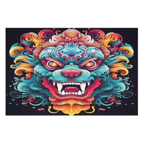 Drache Puzzle Für Erwachsene 1000 Teile Premium 100% Recyceltes Brett Zum Lernen, Lernspielzeug, Familienspiele Kinder Holzpuzzle （75×50cm） von GGJJTT