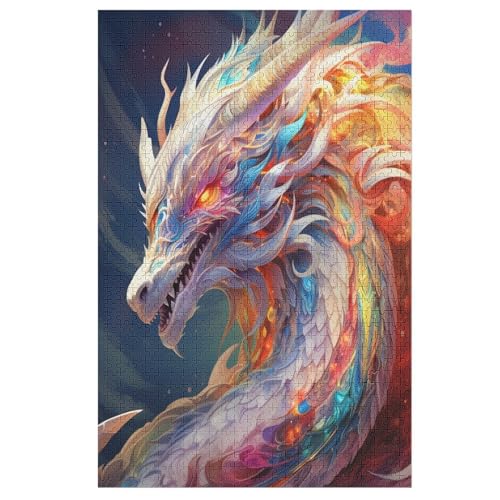 Drache Puzzle Für Erwachsene 1000 Teile Premium 100% Recyceltes Brett Zum Lernen, Lernspielzeug, Familienspiele Kinder Holzpuzzle （78×53cm） von GGJJTT