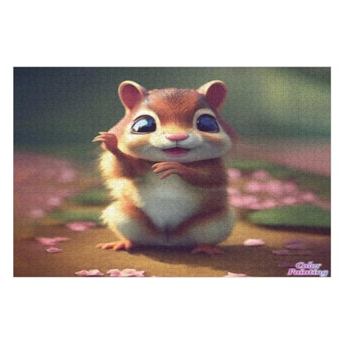 Eichhörnchen Holzpuzzle 1000 Teile, Knobelspiele Für Erwachsene, Teenager, Puzzles Unmögliche - Kinder Puzzle Zimmer Deko （75×50cm） von GGJJTT
