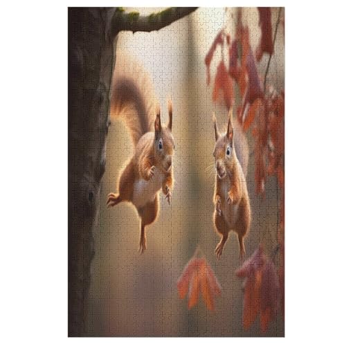 Eichhörnchen Holzpuzzle Erwachsene - 1000 Teiliges Jigsaw Knobelspiel - Puzzle Für Erwachsene & Kinder - Outdoor & Reisespielzeug - Geduldspiel （78×53cm） von GGJJTT