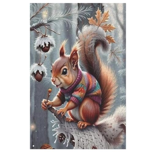 Eichhörnchen Puzzle 1000 Teile, Holzpuzzle Herausforderndes Geschicklichkeitsspiel, Kinder Erwachsenenpuzzle Ab 12 Jahren 78×53cm Eichhörnchen Puzzle 1000 Teile, Holzpuzzle Herausforderndes Geschicklichkeitsspiel, Kinder Erwachsenenpuzzle Ab 12 Jahren 78×53cm von GGJJTT