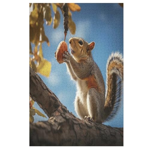 Eichhörnchen Puzzles 1000 Teile Erwachsener Kniffel Spaß Für Die Ganze Familie, Holzpuzzle Kinder Erwachsene, Impossible Puzzle Schwer （78×53cm） von GGJJTT