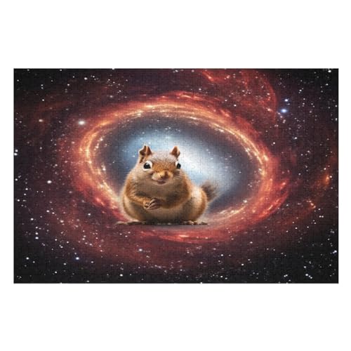 Eichhörnchen Puzzles 1000 Teile Erwachsener Kniffel Spaß Für Die Ganze Familie, Holzpuzzle Kinder Erwachsene, Impossible Puzzle Schwer 75×50cm von GGJJTT