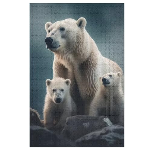 Eisbär 1000 Teile Puzzles Für Erwachsene Holzpuzzle Familienpuzzlespiel Stressabbau-Puzzle Für Erwachsene Kinder Ab 12 Jahren （78×53cm） von GGJJTT