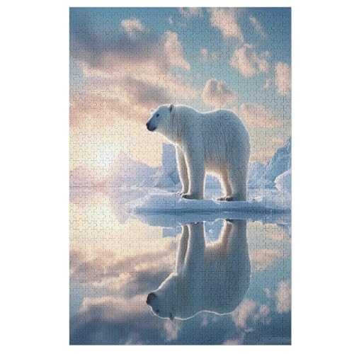 Eisbär Holzpuzzle 1000 Teile Klassische Puzzles Erwachsene Kinder Puzzle DIY Kit Holzspielzeug Einzigartiges Geschenk （78×53cm） von GGJJTT