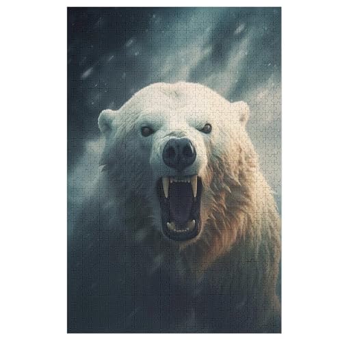 Eisbär Puzzle Für Erwachsene 1000 Teile Premium 100% Recyceltes Brett Zum Lernen, Lernspielzeug, Familienspiele Kinder Holzpuzzle （78×53cm） von GGJJTT