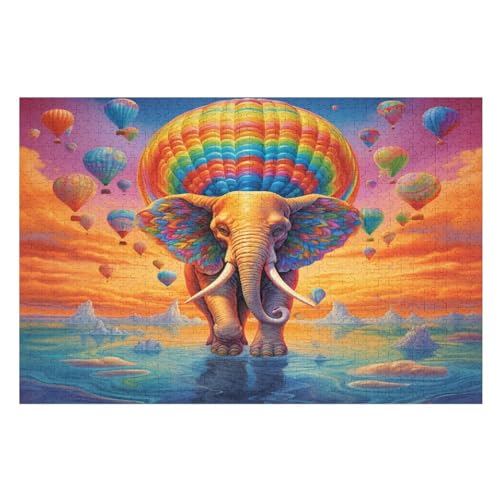 ElefAmeise 1000 Teile Holzpuzzle,einzigartiges Puzzle, Geschenk Für Erwachsene,Familienspiel,Herausforderungsaktivität,75×50cm von GGJJTT