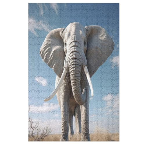 Elefant Puzzle Für Erwachsene 1000 Teile Premium 100% Recyceltes Brett Zum Lernen, Lernspielzeug, Familienspiele Kinder Holzpuzzle （78×53cm） von GGJJTT