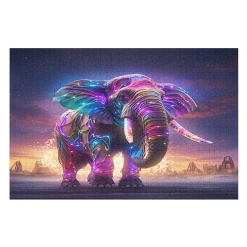 Elefant Puzzles 1000 Teile Erwachsener Kniffel Spaß Für Die Ganze Familie - 1000 Puzzleteilige Motive, Holzpuzzle Kinder Erwachsene, Impossible Puzzle Schwer （75×50cm） von GGJJTT