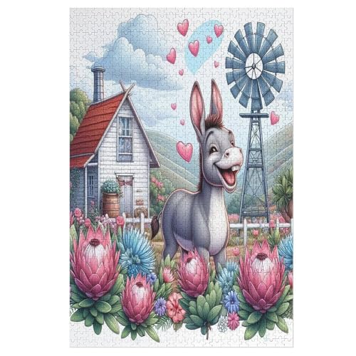 Esel Holzpuzzle 1000 Teile Klassische Puzzles Erwachsene Kinder Puzzle DIY Kit Holzspielzeug Einzigartiges Geschenk （78×53cm） von GGJJTT