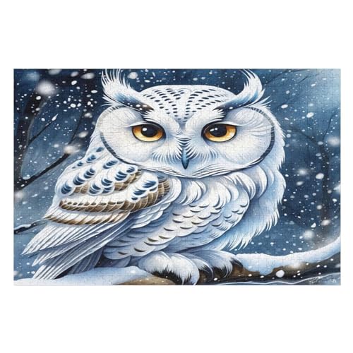 Eule 1000 Teile Holzpuzzle,einzigartiges Puzzle, Geschenk Für Erwachsene,Familienspiel,Herausforderungsaktivität,75×50cm von GGJJTT