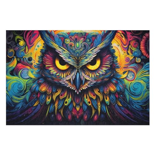 Eule 1000 Teile Puzzles, Wood Craft, Hochwertiges Modernes Puzzle, DIY, Für Erwachsene Und Kinder Ab 12 Jahren, 75×50cm von GGJJTT