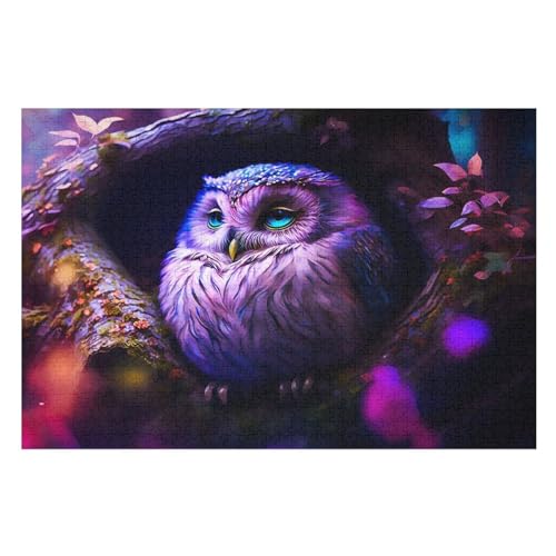 Eule Holzpuzzle 1000 Stück Puzzles Für Erwachsene Teenager Stress Abbauen Familien-Puzzlespiel Poster 1000-teiliges Puzzle Kinder Lernspiel Spielzeug Geschenk （75×50cm） von GGJJTT