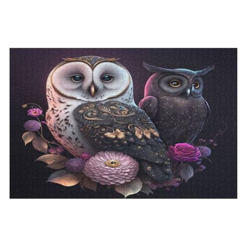 Eule Holzpuzzle 1000 Teile, Knobelspiele Für Erwachsene, Teenager, Puzzles Unmögliche - Kinder Puzzle Zimmer Deko （75×50cm） von GGJJTT