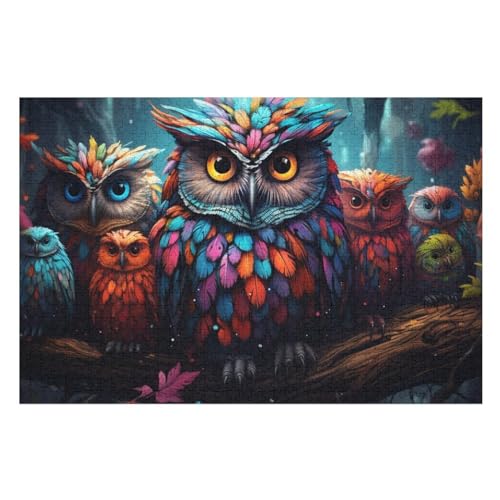 Eule Holzpuzzle 1000 Teile Klassische Puzzles Erwachsene Kinder Puzzle DIY Kit Holzspielzeug Einzigartiges Geschenk Moderne Wohnkultur （75×50cm） von GGJJTT