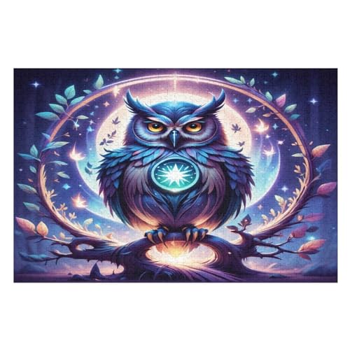 Eule Holzpuzzle Erwachsene - 1000 Teiliges Jigsaw Knobelspiel - Puzzle Für Erwachsene & Kinder - Outdoor & Reisespielzeug - Geduldspiel （75×50cm） von GGJJTT