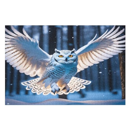 Eule Puzzle Für Erwachsene 1000 Teile Premium 100% Recyceltes Brett Zum Lernen, Lernspielzeug, Familienspiele Kinder Holzpuzzle （75×50cm） von GGJJTT