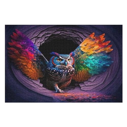 Eule Puzzle Für Erwachsene 1000 Teile Premium 100% Recyceltes Brett Zum Lernen, Lernspielzeug, Familienspiele Kinder Holzpuzzle （75×50cm） von GGJJTT