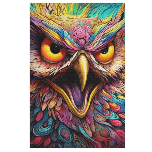 Eule Puzzle Für Erwachsene 1000 Teile Premium 100% Recyceltes Brett Zum Lernen, Lernspielzeug, Familienspiele Kinder Holzpuzzle （78×53cm） von GGJJTT