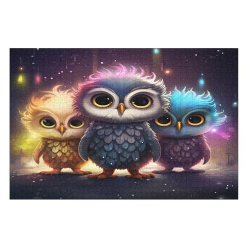 Eule Puzzles 1000 Teile Erwachsener Kniffel Spaß Für Die Ganze Familie, Holzpuzzle Kinder Erwachsene, Impossible Puzzle Schwer 75×50cm von GGJJTT