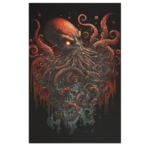 Fantasy Krake Holzpuzzle 1000 Teile, Knobelspiele Für Erwachsene, Teenager, Puzzles Unmögliche - Kinder Puzzle Zimmer Deko 78×53cm von GGJJTT