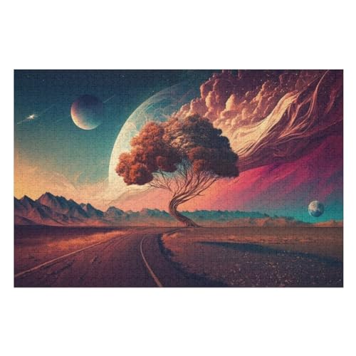 Fantasy_Landschaft Puzzle 1000 Teile, Holzpuzzle Herausforderndes Geschicklichkeitsspiel Kinder Erwachsenenpuzzle Ab 12 Jahren 75×50cm von GGJJTT